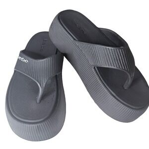 Bebe Platform Sandals Womens Size 9 Black Chunky Foam Flip Flop Casual